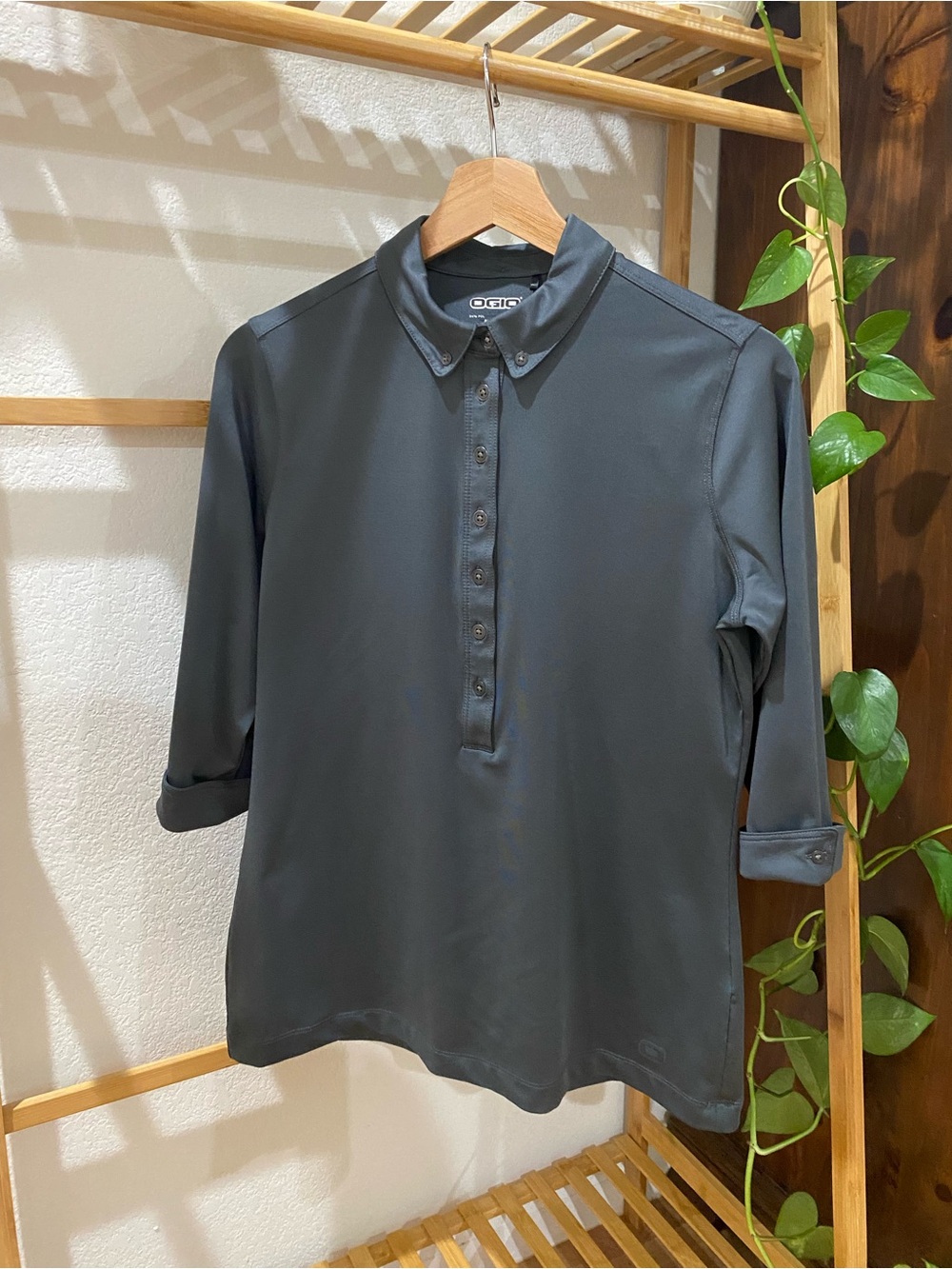 OGIO Women's Dark Grey Button-Front Polo Top
